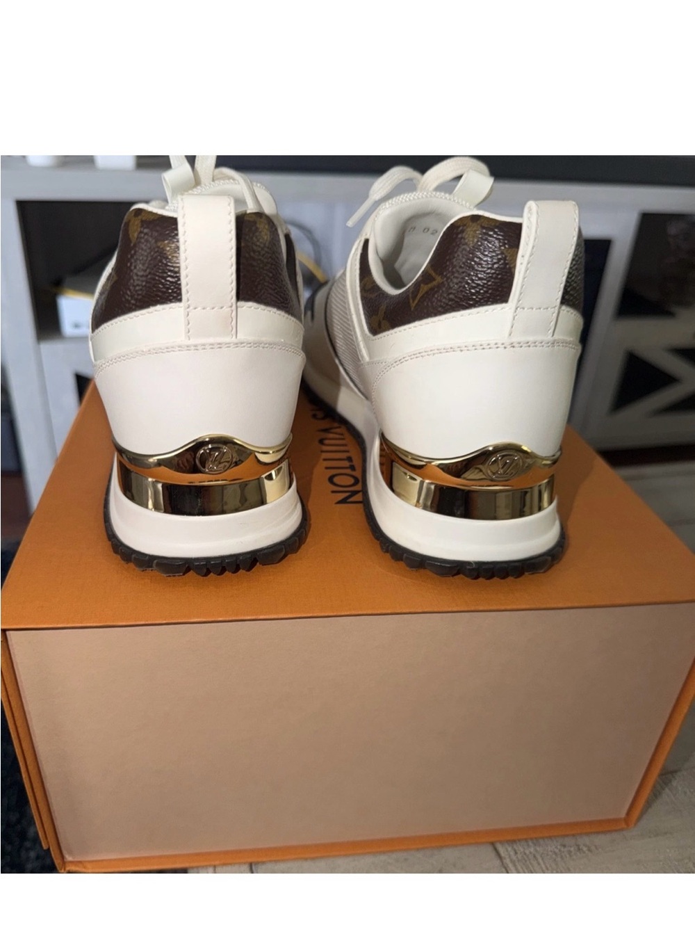 Louis Vuitton White & Brown Monogram Run Away Sneaker-37 1/2 - Picture 9 of 9